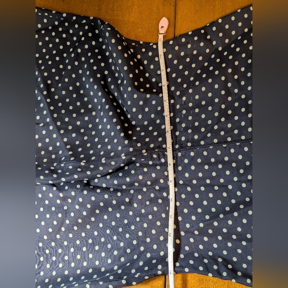 [Handmade - Jane Overland] Vintage Navy Polkadot Midi Dress with Pleats | Medium - Picture 13 of 16